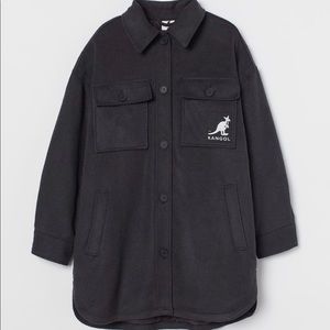 H & M X Kangol Grey Oversized Shirt Jacket
